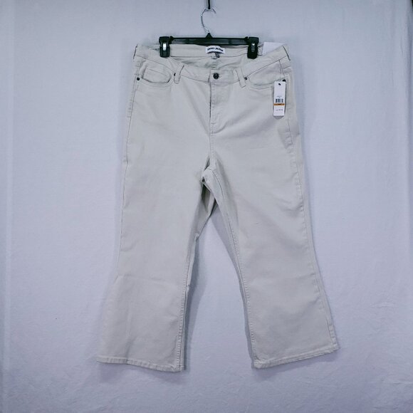 DKNY Jeans Womens Williamsburg High Rise Flare Crop Cream Wide Leg Plus Size 16W - Picture 1 of 16